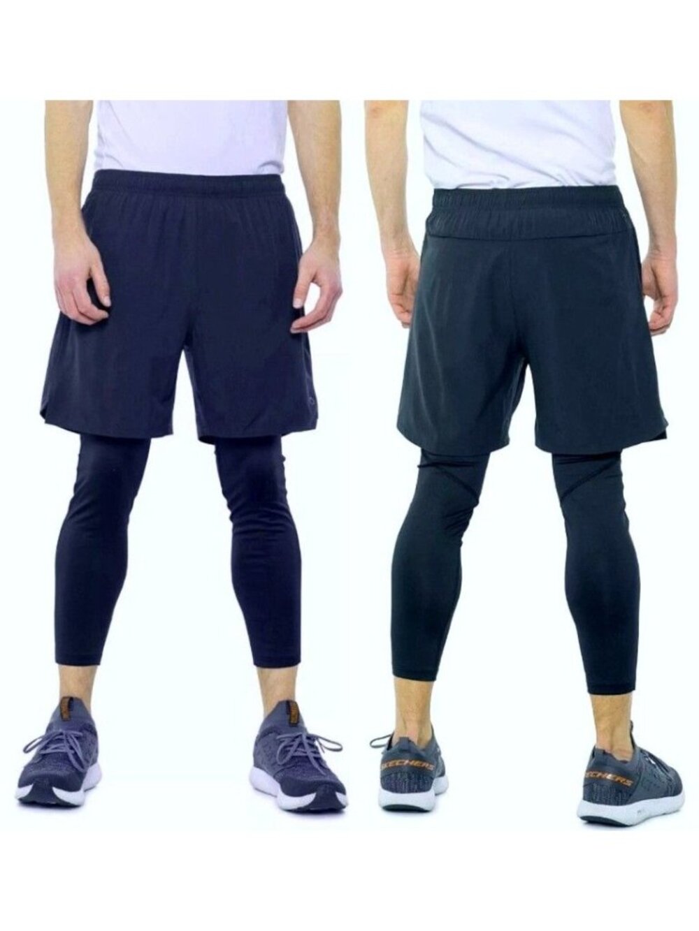 Skora Men's Run Real 2-In-1 Running Shorts and Pants Indigo Ink Chambray Size XL